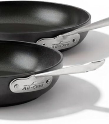 All-Clad HA1 Hard Anodized Non Stick Fry Pan Set 2 Piece, 8, 10 Inch, Induction, Oven Broiler Safe 500F, Pots and Pans Set, Kitchen Frying Pans, Skillets, Premium Cookware, Home, Dishwasher Safe Black