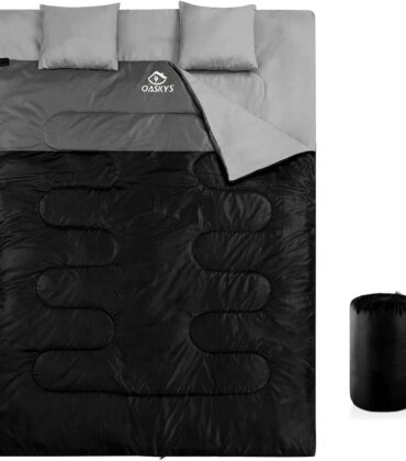 oaskys Double Sleeping Bag for Adults with 2 Pillows - Queen Size XL Waterproof Sleeping Bag for All Season Camping Hiking Backpacking 2 Person Sleeping Bags for Cold Weather & Warm